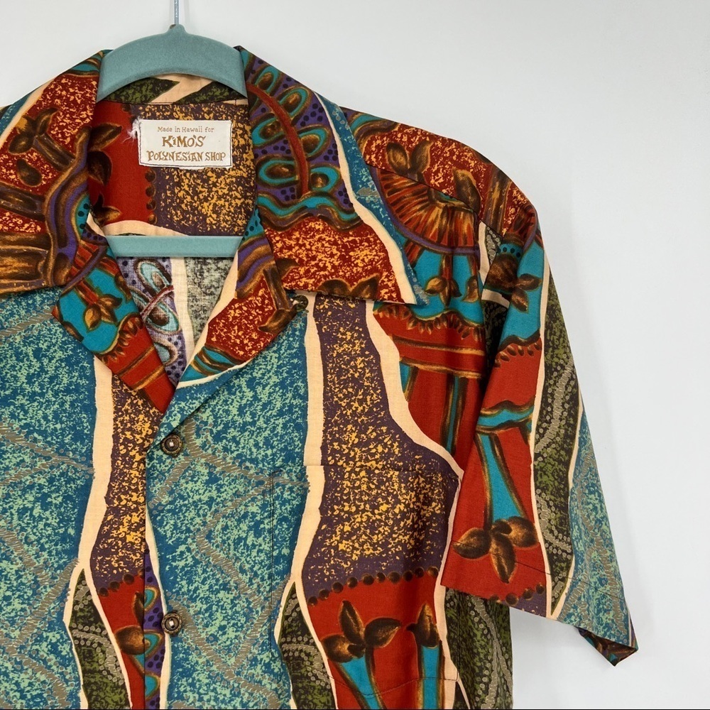 Kimo's Polynesian Shop Hawaiian Abstract Multicolor Mixed Media Colorblock Shirt